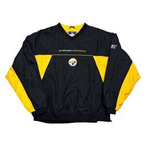 Pittsburgh Steelers REEBOK NFL Football Retro Y2K Windbreaker Bomber Jacket 2XL